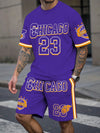 Men's Sports Short Sleeve Top Shorts Set Plus Size Breathable Basketball Sports