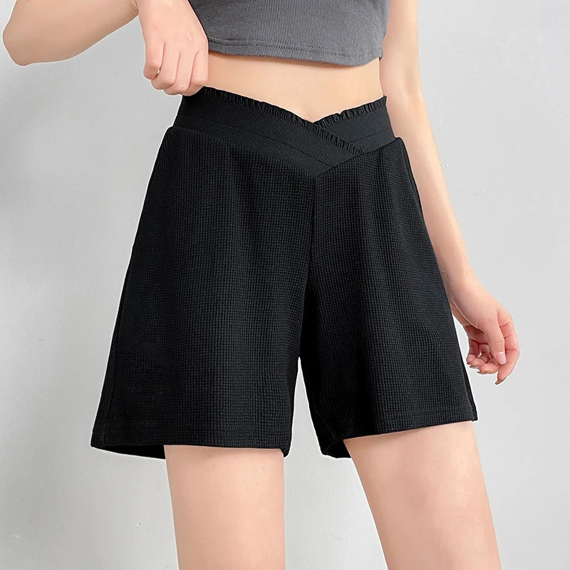 Summer Maternity Waffle Fashion Shorts Adjustable Belly Shorts Clothes