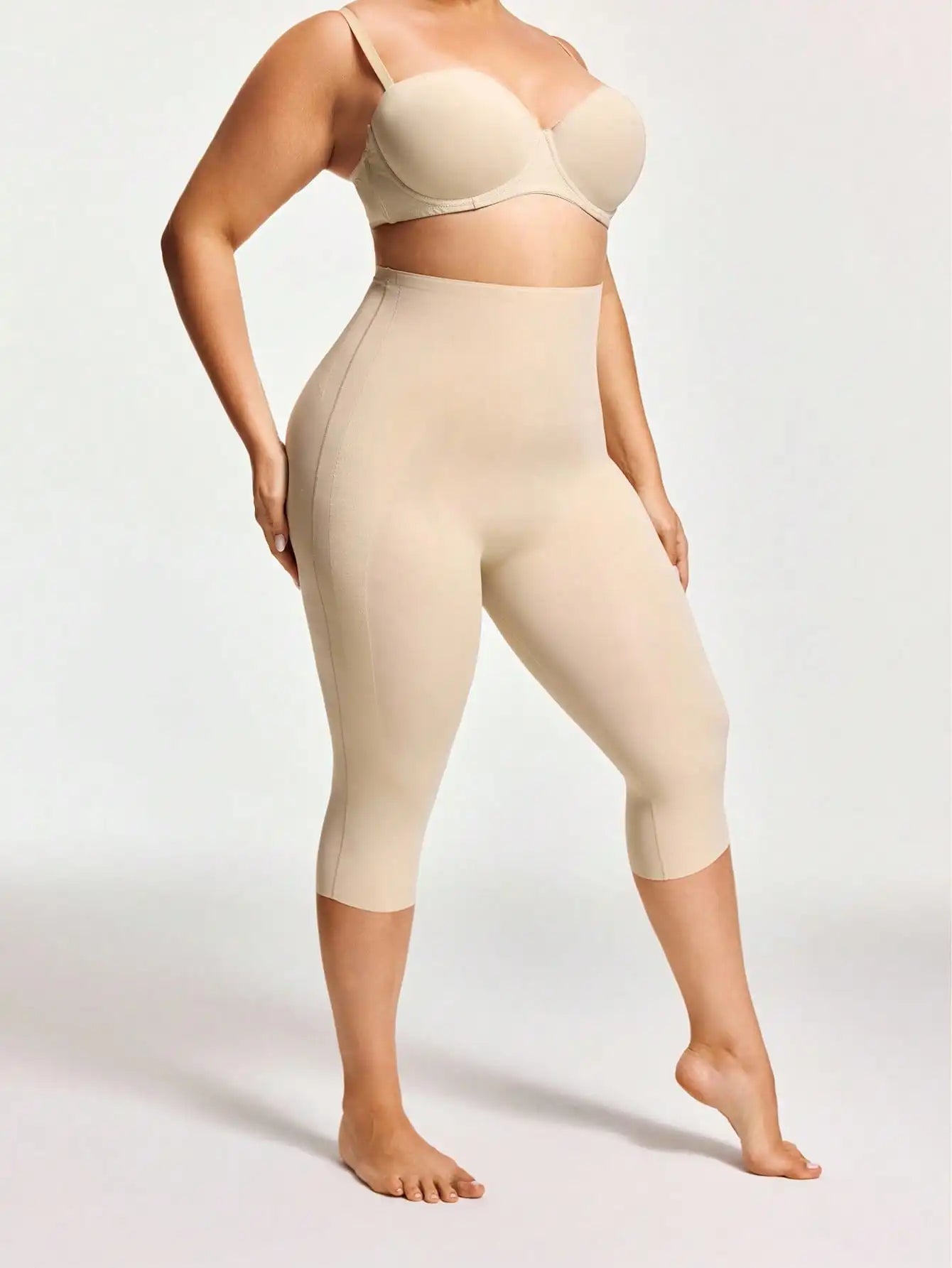 High Waisted Shaping Capri Legging Butt Lifter Tummy Thigh Control