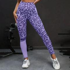 Yoga 9 Minute Pants High Waist Belly Stretch Tights Leopard Print Seamless