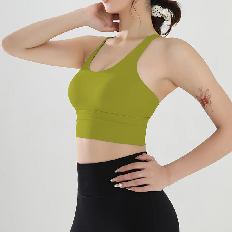 Women's Shock-Absorbing Yoga Sports Bra Summer Fitness Gathered Breasts