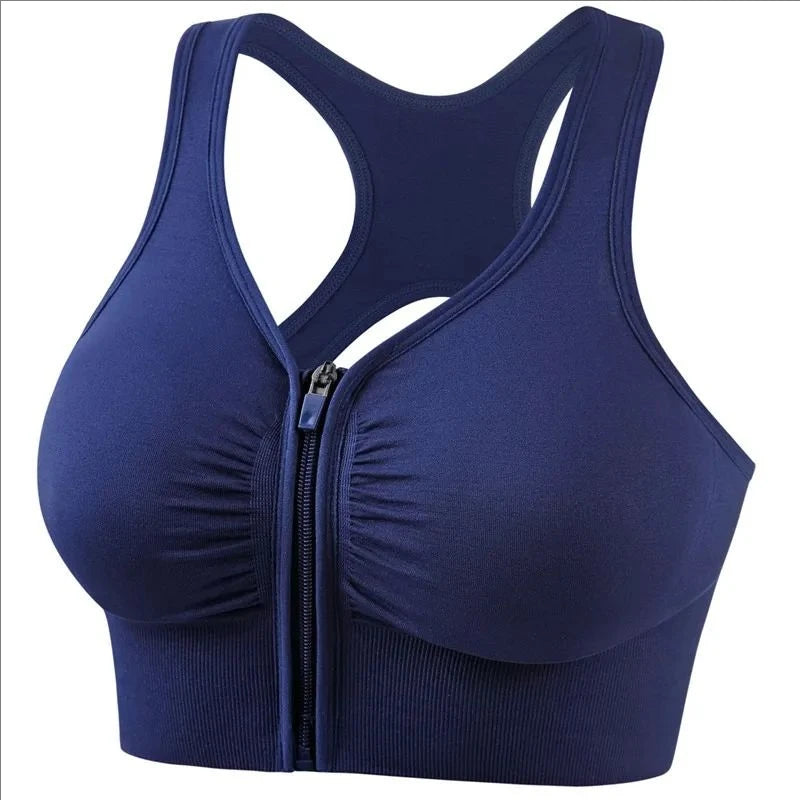 Women's sports bra fitness top front zipper design sports vest fashionable bra