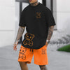 Bear Harajuku T-Shirt Men's Summer Loose Daily Couple Suit Outdoor Suit