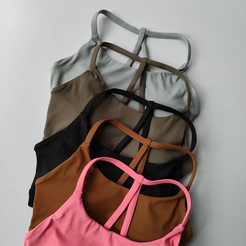 Women's Sexy Back Sports Bra Top Push-Up Yoga Underwear Fitness Crop Top Gym