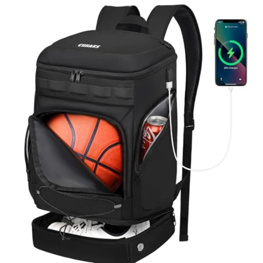 Basketball Backpack Bag Large Sports Bag with Separate Ball holder and Shoes