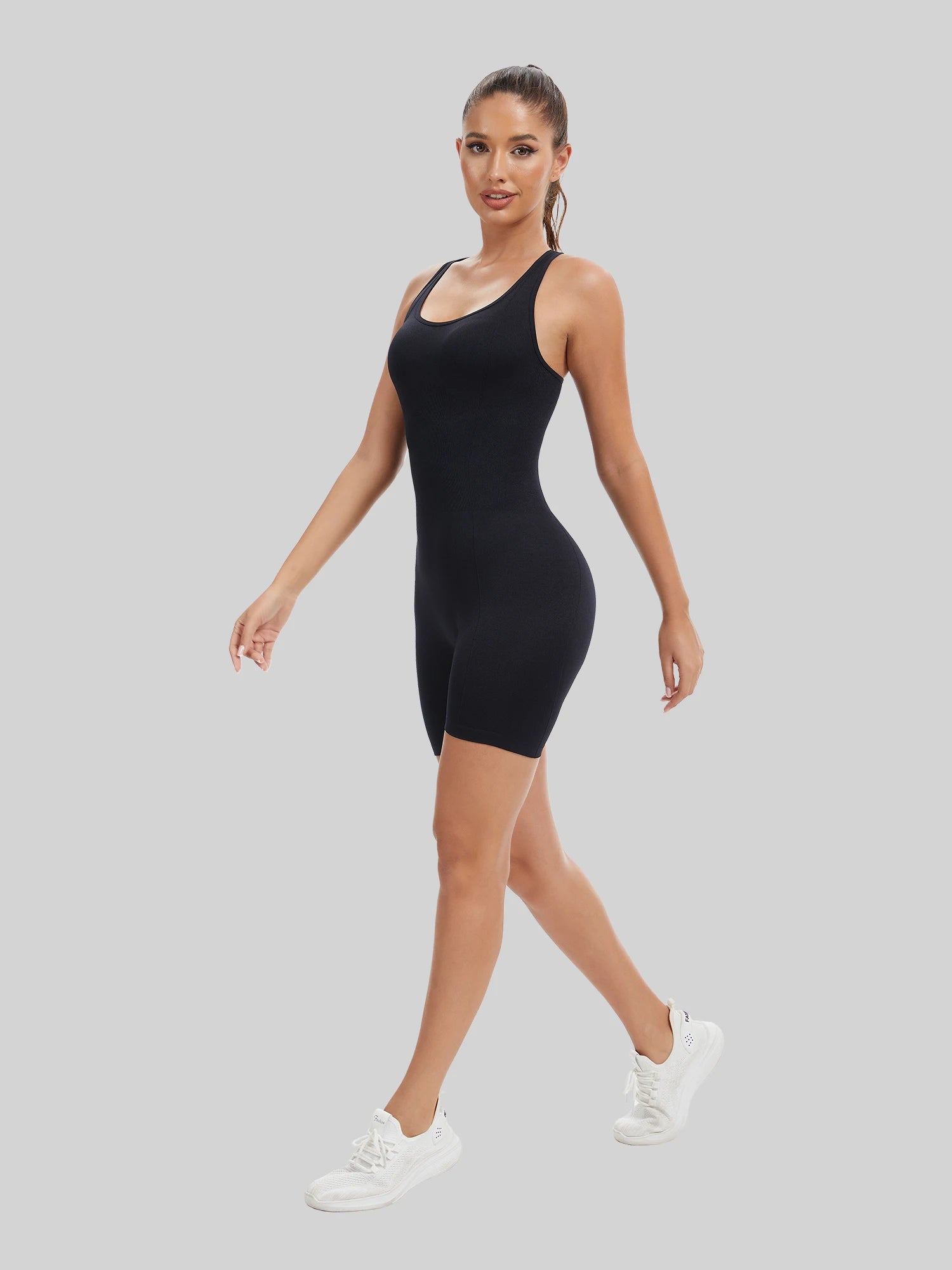 Knit Booty Lifting Bodysuit, Quick-Dry Running Yoga Outfit, Sport Pilates Gear