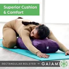 Breathable Cotton Yoga Bolster Pillow with Zippered Microfiber Cover and Carry