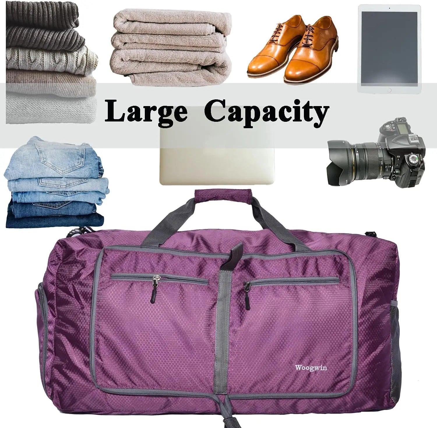 Large Foldable Waterproof Travel Duffel Bag for Beach, Pool, Sports, and Gym Use