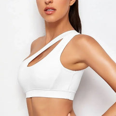 Women Sports Bra Push Up Fitness Bras One Shoulder Shockproof Yoga Bra Vest