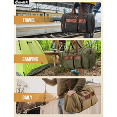 Expandable 65L Canvas Duffle Bag Travel Men Women Overnight Weekend Gym Bag