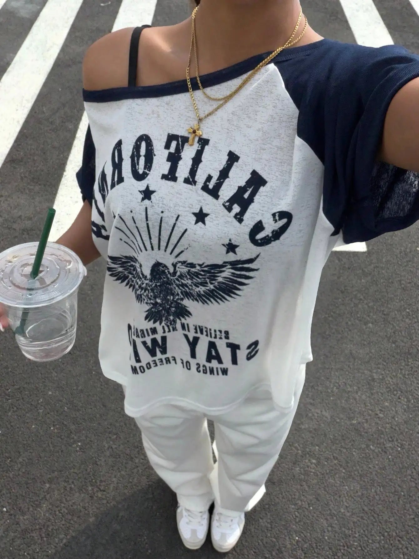 Loose Fit One Shoulder Short Sleeve T-Shirt For Women