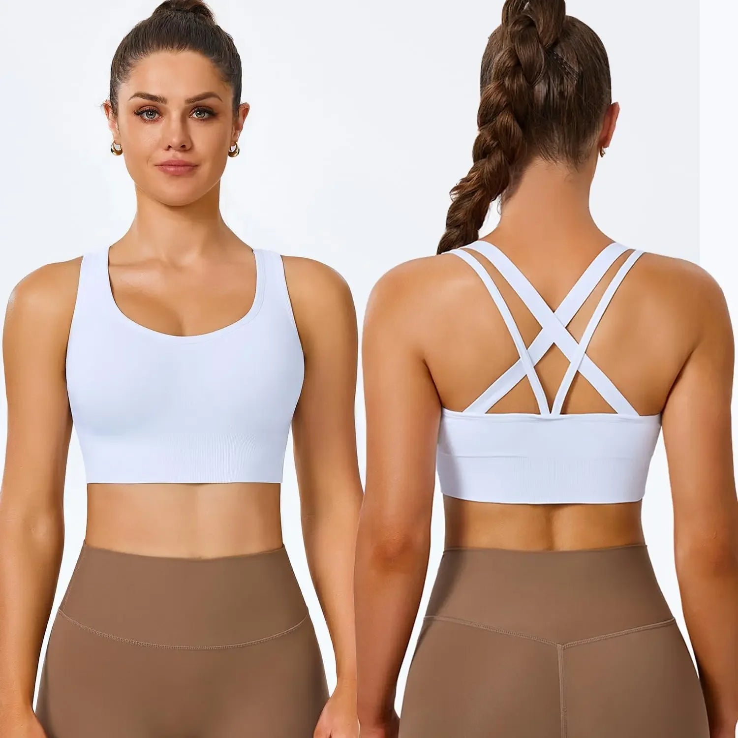 Sports Bra for Women Medium Support Criss Strappy Bras SeamlPadded Bras