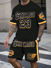 Men's Sports Short Sleeve Top Shorts Set Plus Size Breathable Basketball Sports