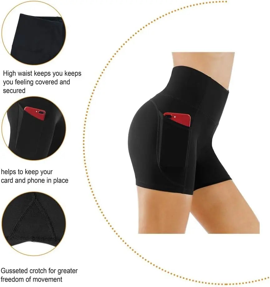 High Waist Yoga Shorts for Women's Tummy Control FitnAthletic Workout