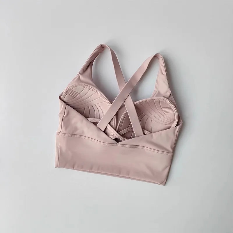 Women's Shock-Absorbing Yoga Sports Bra Summer Fitness Gathered Breasts