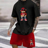 Bear Harajuku T-Shirt Men's Summer Loose Daily Couple Suit Outdoor Suit