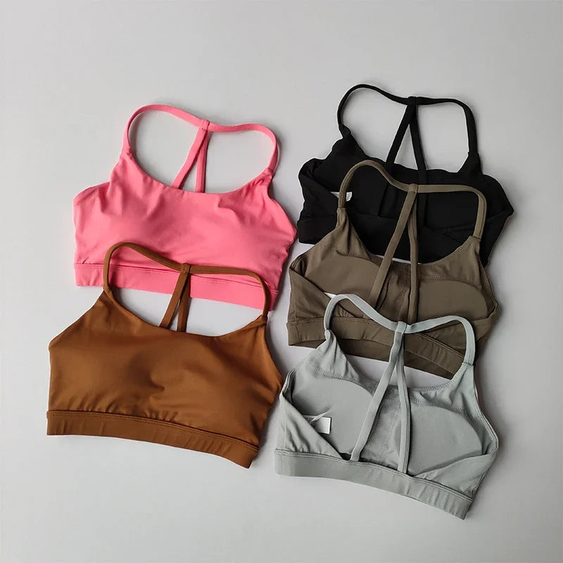 Women's Sexy Back Sports Bra Top Push-Up Yoga Underwear Fitness Crop Top Gym