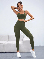 Seamless High Elasticity Women Yoga Set Backless Workout Sports Bra Leggings