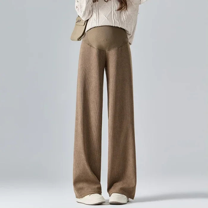 Winter Maternity Pants Wide leg Loose Straight Elastic Waist Belly Long Trousers
