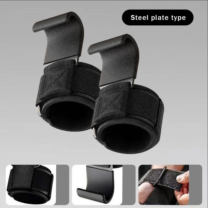 Weight Lifting Hook Grips With Wrist Wraps Hand-Bar Wrist Strap Gym Fitness Hook