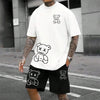 Bear Harajuku T-Shirt Men's Summer Loose Daily Couple Suit Outdoor Suit