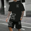 Bear Harajuku T-Shirt Men's Summer Loose Daily Couple Suit Outdoor Suit
