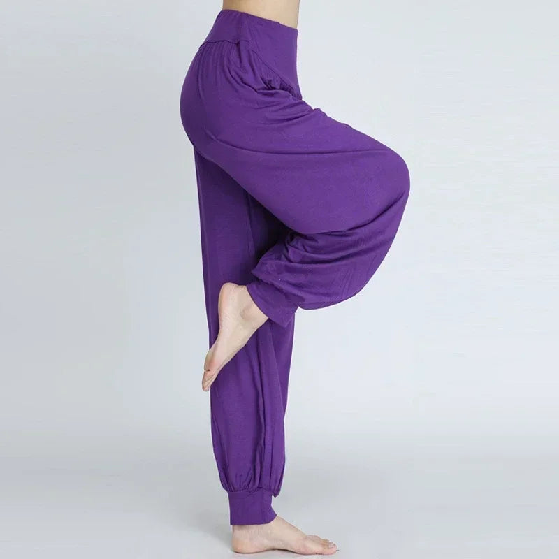 Women's Elastic Loose Casual Cotton Soft Yoga Sports Dance Pants Comfortable