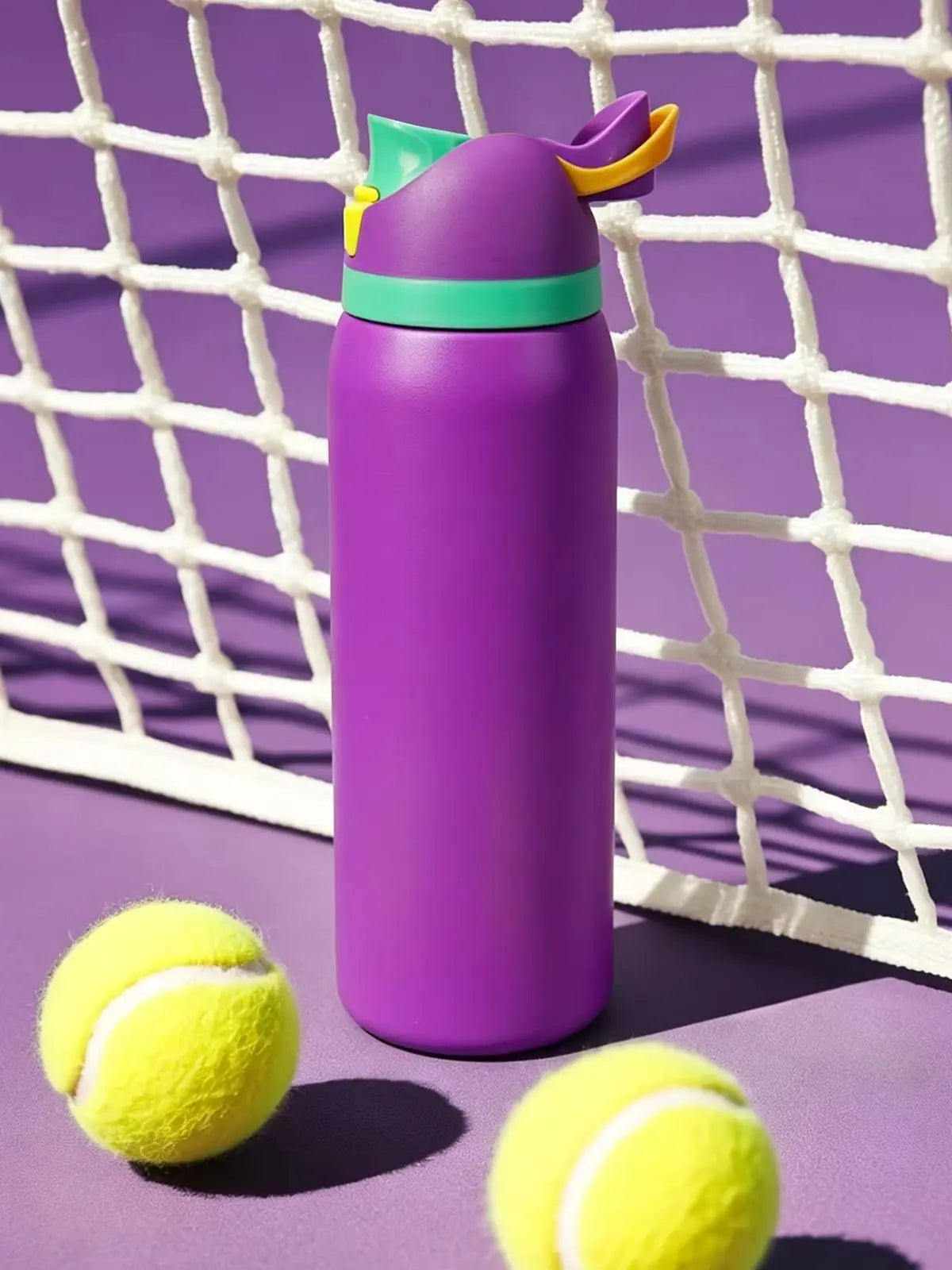 Owalaa purple 32oz/945ml stainless steel insulated water bottle with straw outdoor