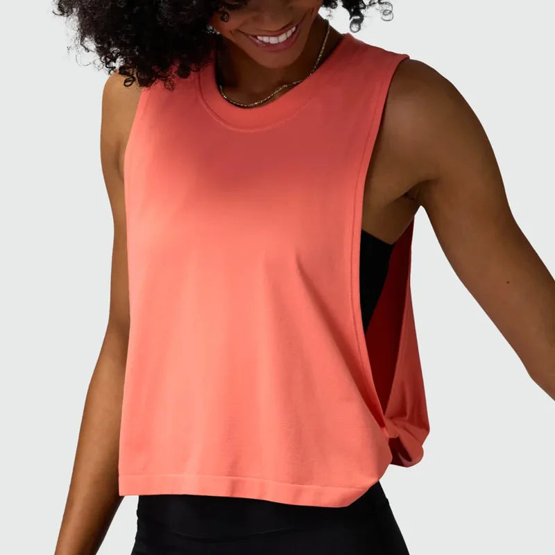 Women Solid Running Vest Fitness Crop Top Sleeveless Yoga Shirts Breathable