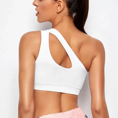 Women Sports Bra Push Up Fitness Bras One Shoulder Shockproof Yoga Bra Vest