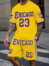 Men's Sports Short Sleeve Top Shorts Set Plus Size Breathable Basketball Sports