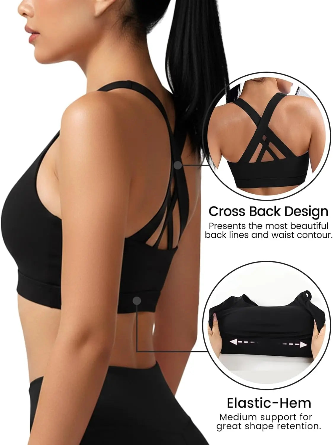 Sports Bra for Women, Criss Back Medium Support Workout Bras with Yoga Gym