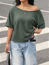 Loose Fit One Shoulder Short Sleeve T-Shirt For Women