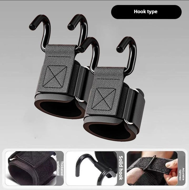 Weight Lifting Hook Grips With Wrist Wraps Hand-Bar Wrist Strap Gym Fitness Hook