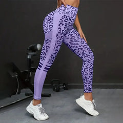 Yoga 9 Minute Pants High Waist Belly Stretch Tights Leopard Print Seamless