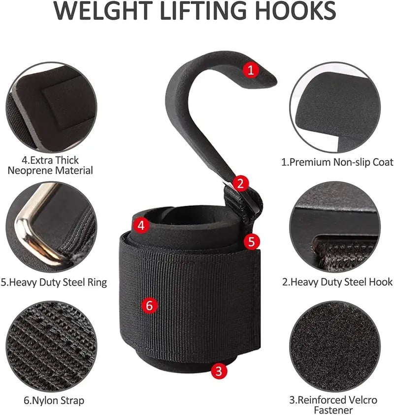 Weight Lifting Hook Grips With Wrist Wraps Hand-Bar Wrist Strap Gym Fitness Hook