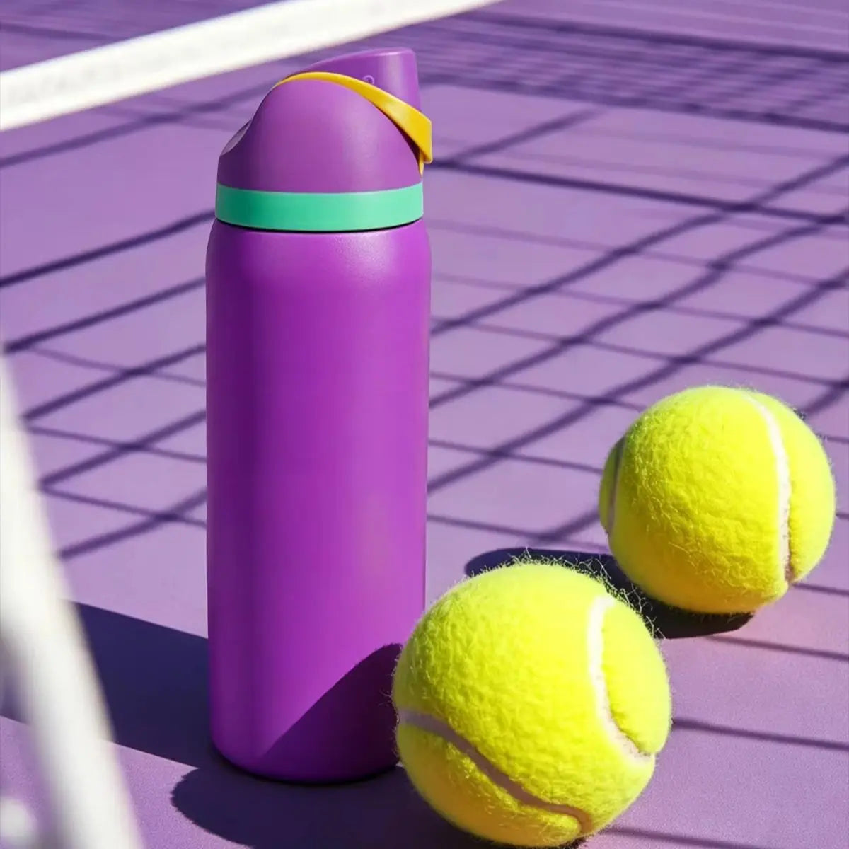 Owalaa purple 32oz/945ml stainless steel insulated water bottle with straw outdoor