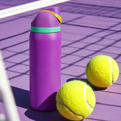 Owalaa purple 32oz/945ml stainless steel insulated water bottle with straw outdoor
