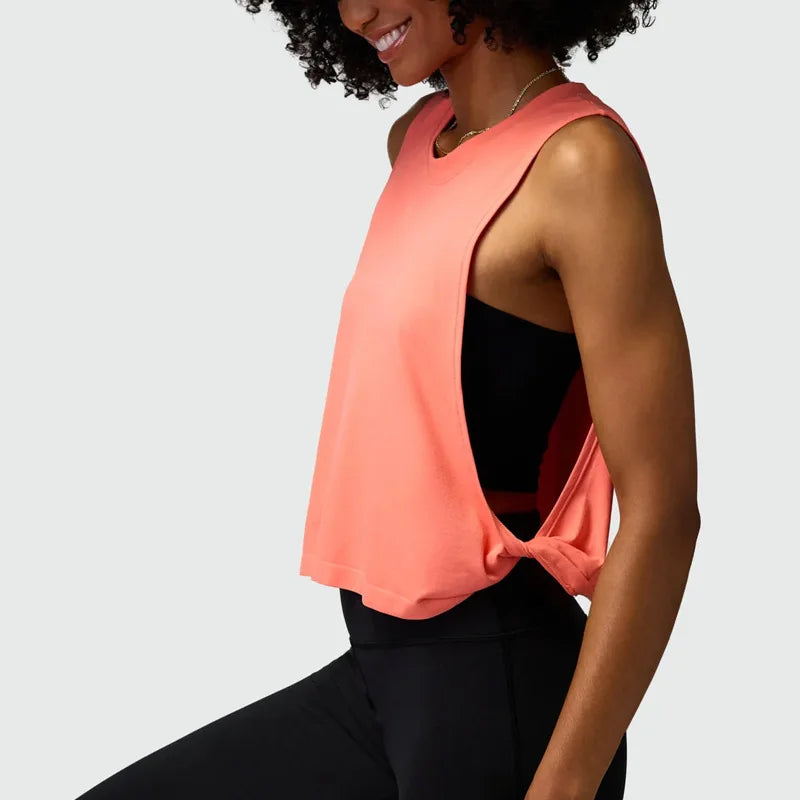 Women Solid Running Vest Fitness Crop Top Sleeveless Yoga Shirts Breathable
