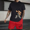 Bear Harajuku T-Shirt Men's Summer Loose Daily Couple Suit Outdoor Suit