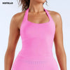 Impacts Halter Top Seamless Longline Strappy Gym Top Women Built-in Bra