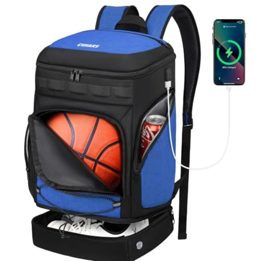 Basketball Backpack Bag Large Sports Bag with Separate Ball holder and Shoes