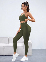 Seamless High Elasticity Women Yoga Set Backless Workout Sports Bra Leggings