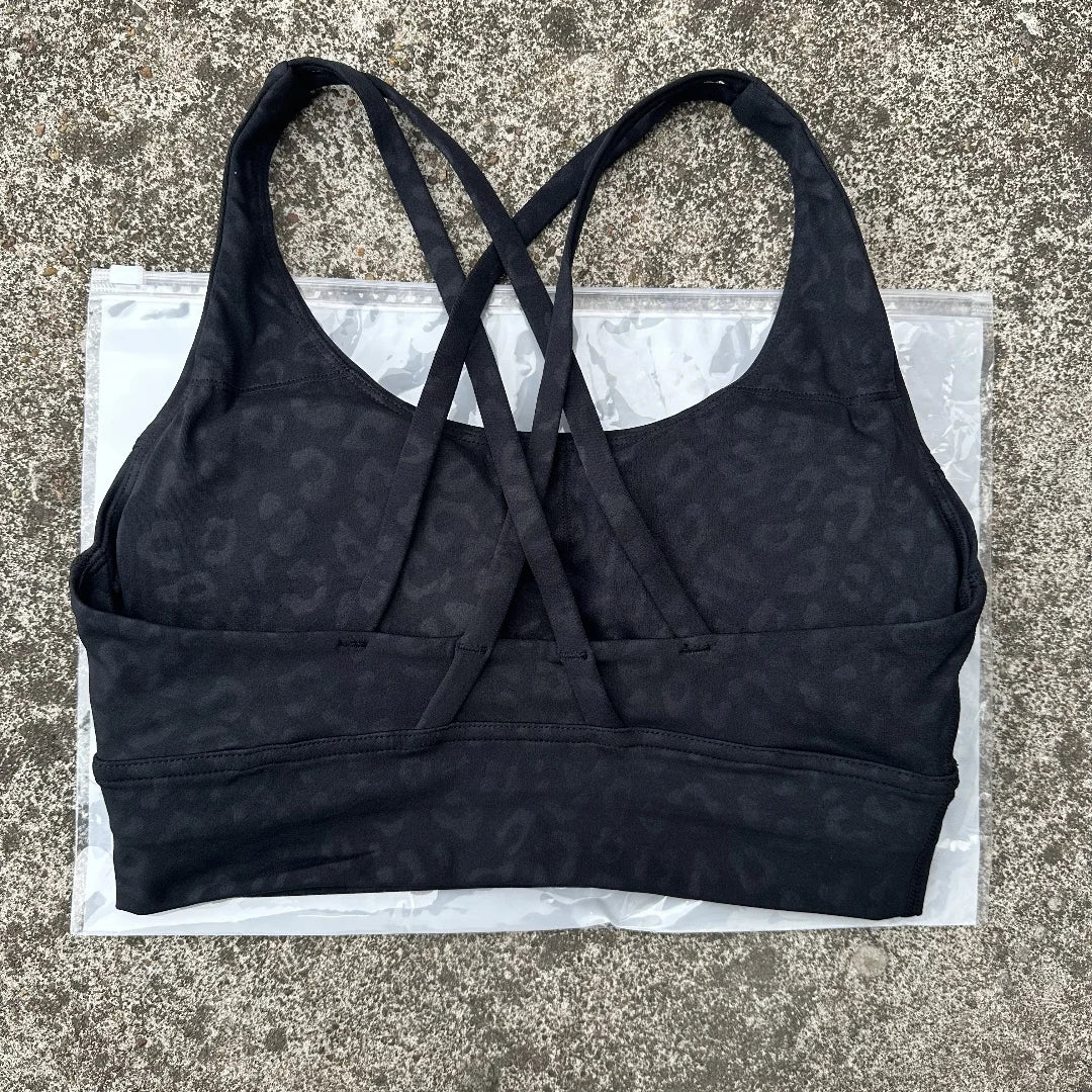 Solid Color Women Cross back Fitness sport Bra high strength Tight Top Gym