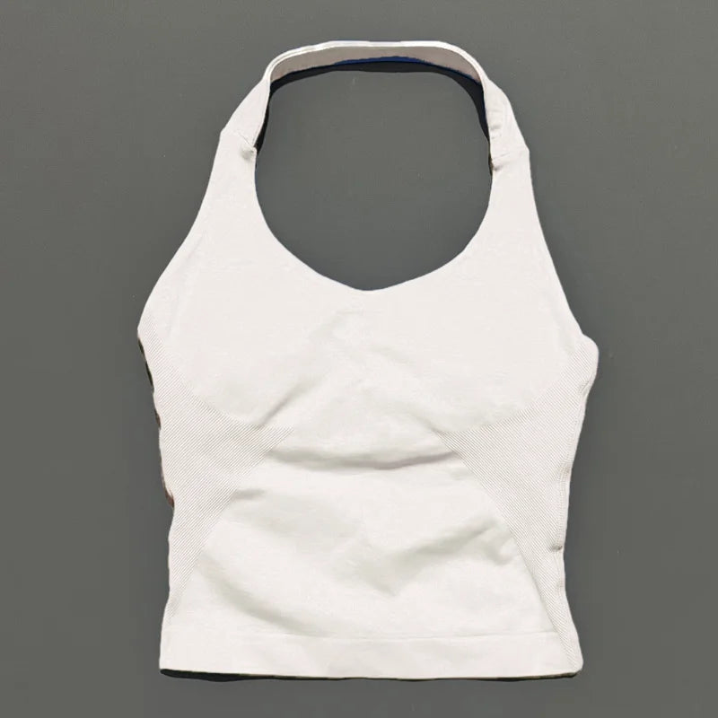 Impacts Halter Top Seamless Longline Strappy Gym Top Women Built-in Bra