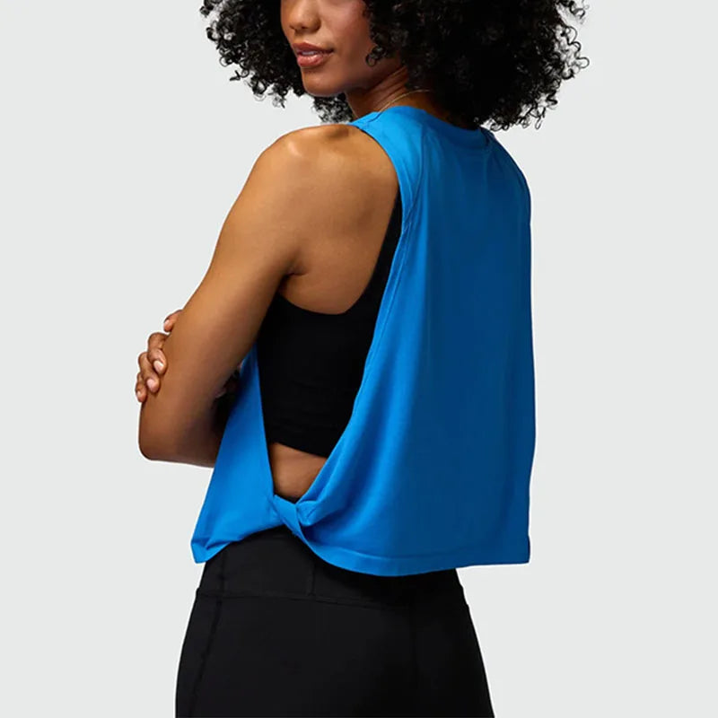 Women Solid Running Vest Fitness Crop Top Sleeveless Yoga Shirts Breathable