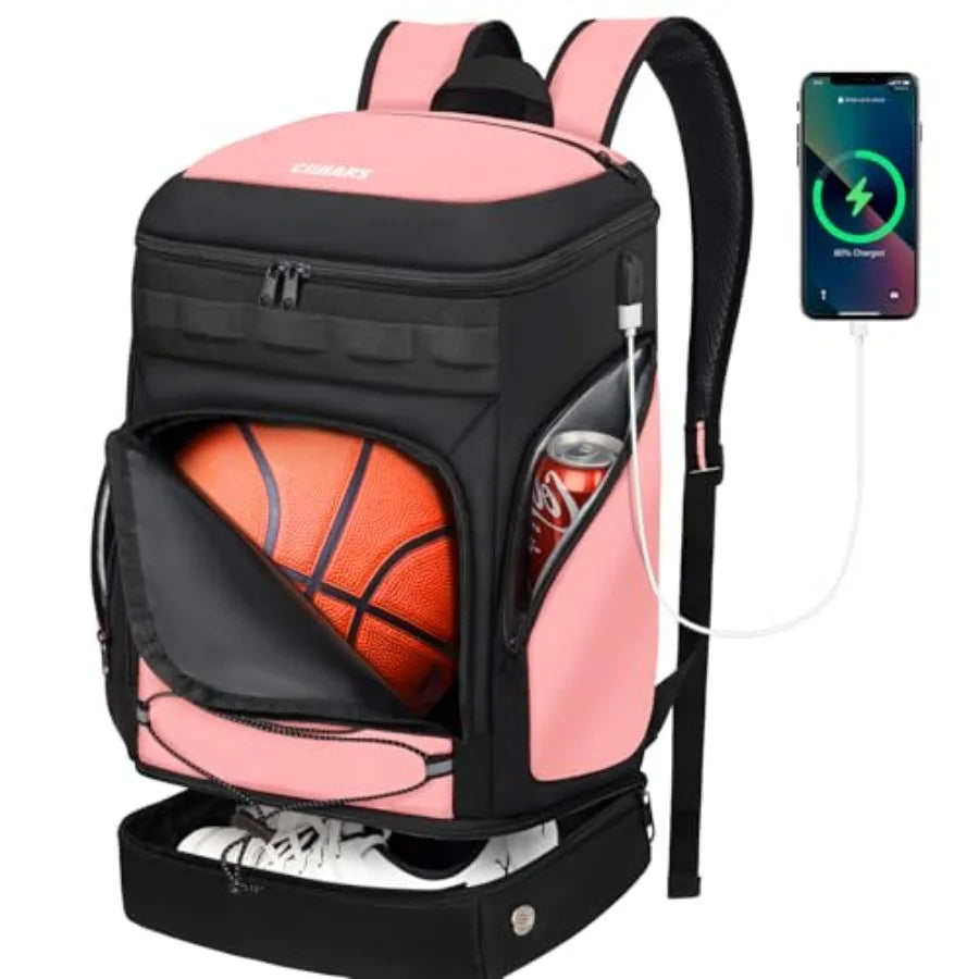 Basketball Backpack Bag Large Sports Bag with Separate Ball holder and Shoes