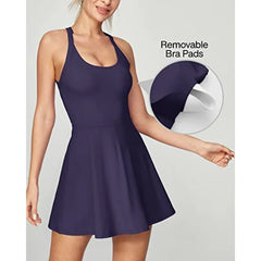 Heathyoga Tennis Dress with Built in Shorts and Bra Athletic Dress for Women
