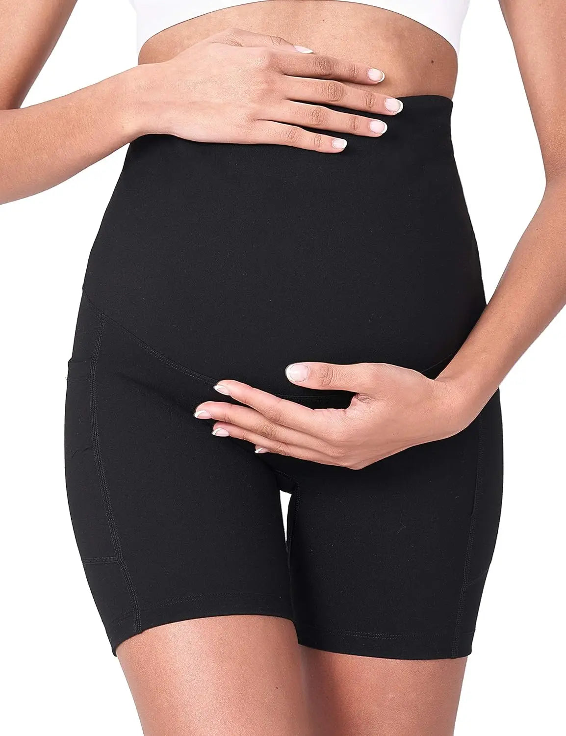 Women's Maternity Yoga Shorts Over Belly Bump Summer Workout Running Pants