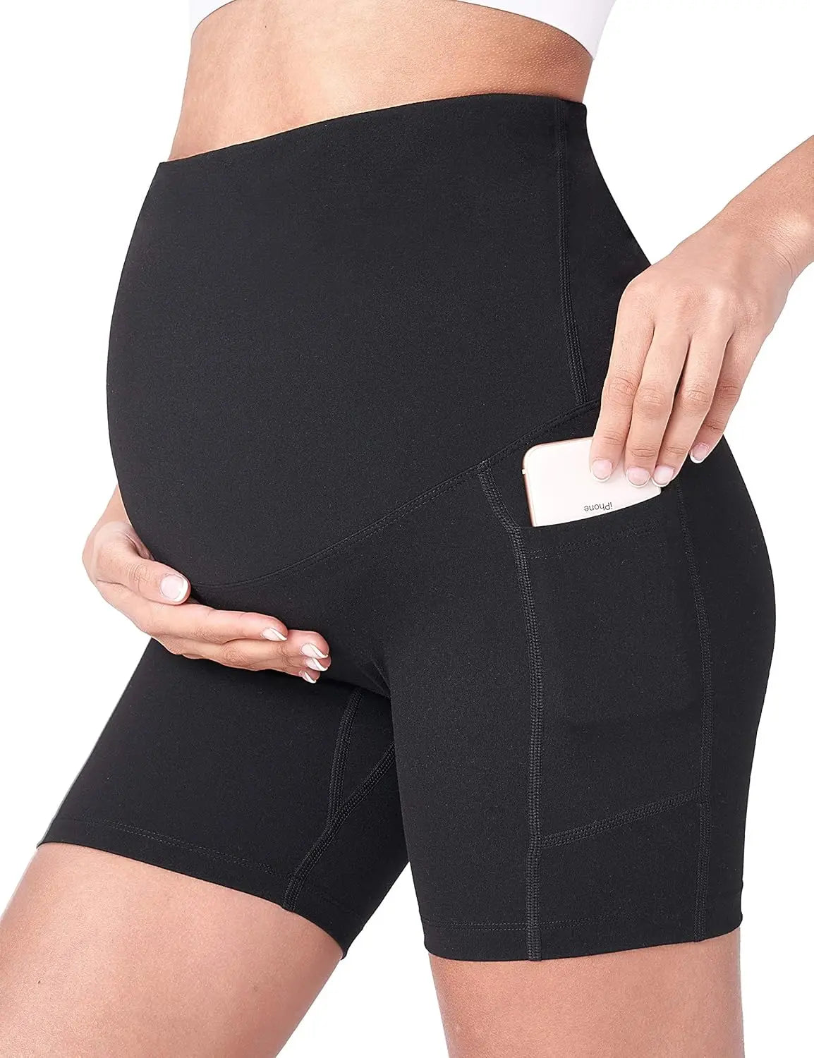 Women's Maternity Yoga Shorts Over Belly Bump Summer Workout Running Pants
